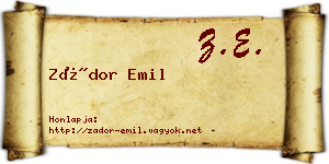 Zádor Emil névjegykártya