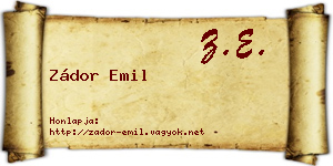 Zádor Emil névjegykártya